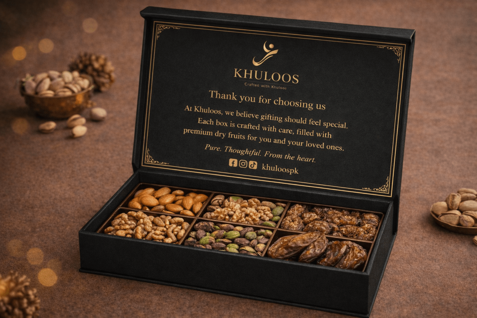Khuloos Premium Dry Fruit Gift Box (Black) - Khuloos