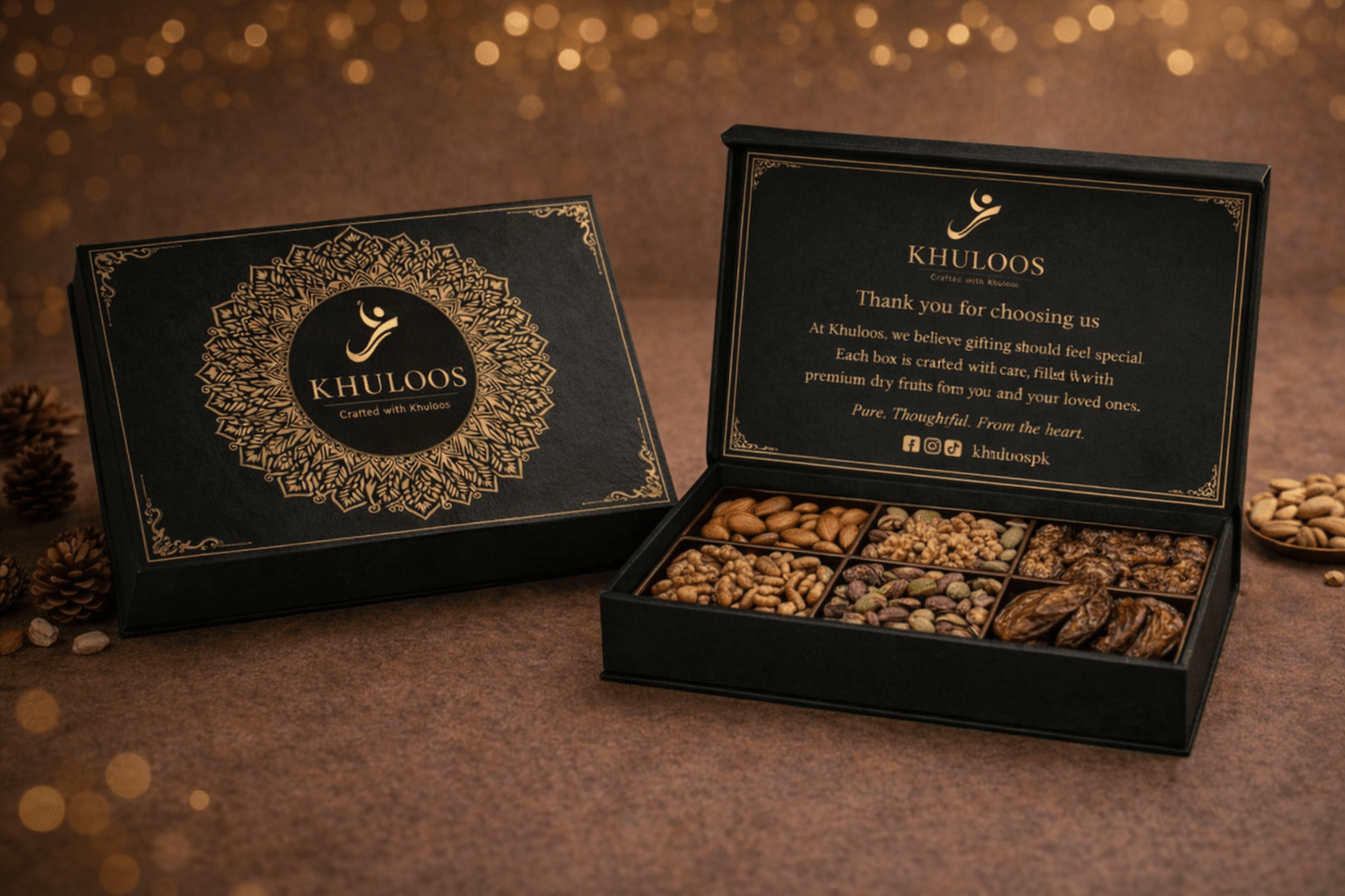 Khuloos Premium Dry Fruit Gift Box (Black) - Khuloos